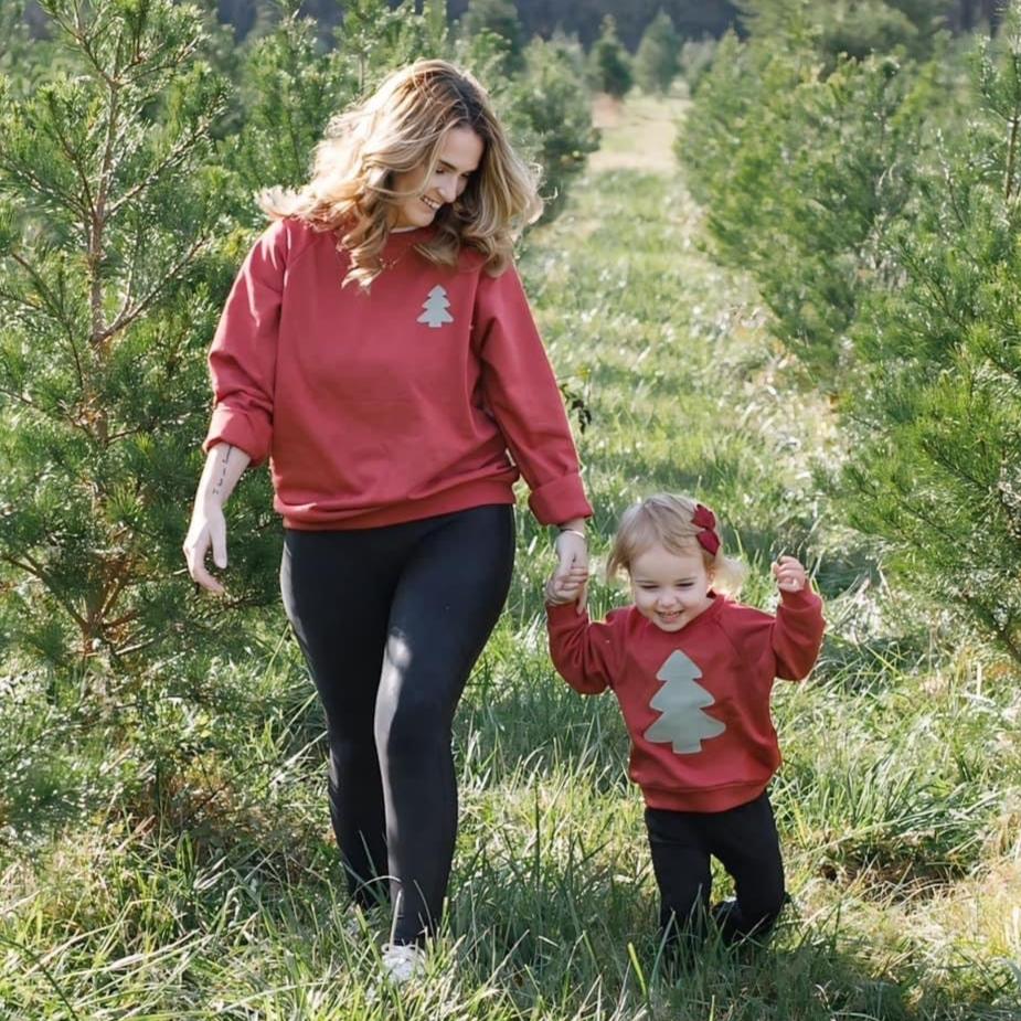 Adult Christmas Tree Applique Crewneck Sweatshirt
