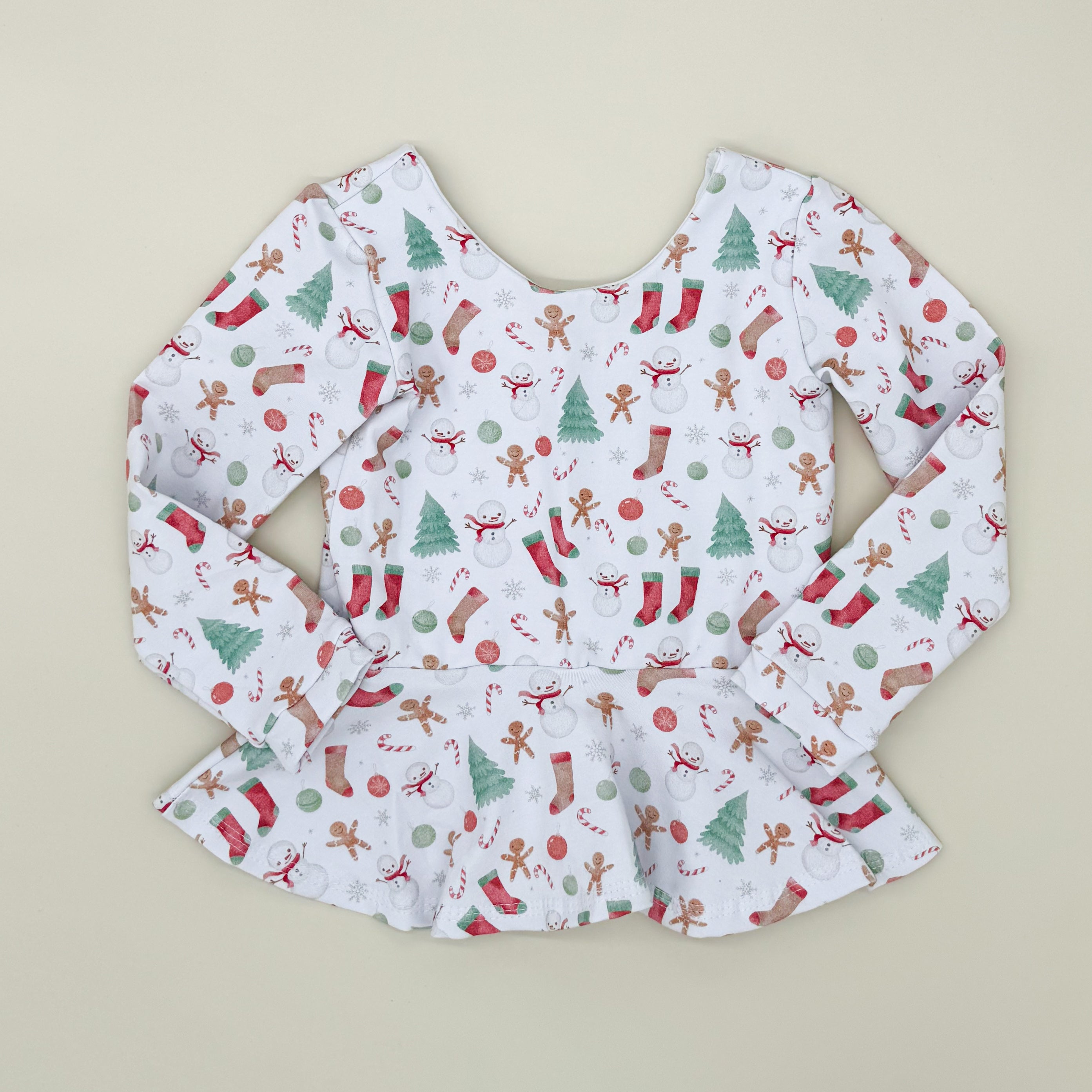 Snowman Doodle Long Sleeve Peplum Top Tops doodle & jack
