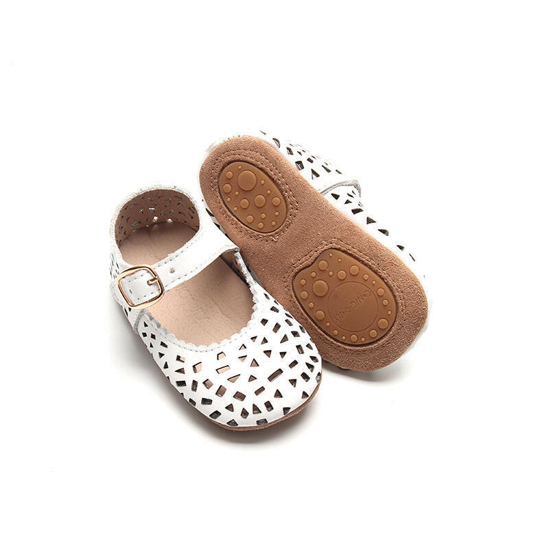 Leather Boho Mary Janes | Color 'Cotton' Consciously Baby 2 (Soft Sole)
