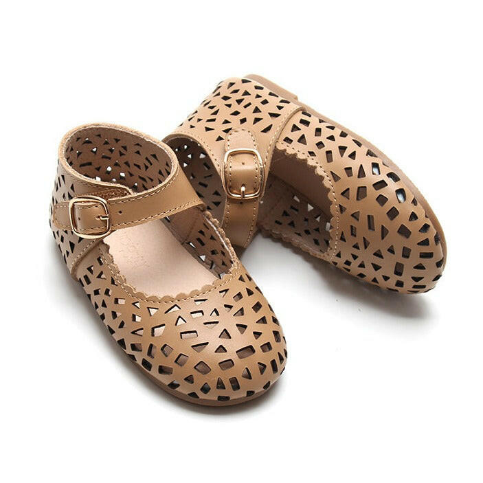 Leather Boho Mary Janes | Color 'Tan' Consciously Baby 11 (Hard Sole)