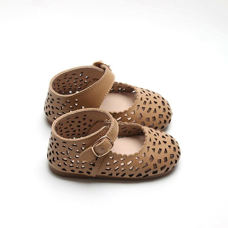 Leather Boho Mary Janes | Color 'Tan' Consciously Baby