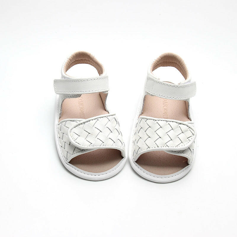 Leather Woven Sandal | Color 'Cotton' | Soft Sole  Consciously Baby