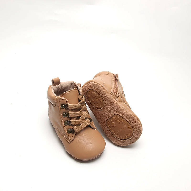 Leather Combat Boot | Color 'Tan' Consciously Baby 2 (Soft Sole)