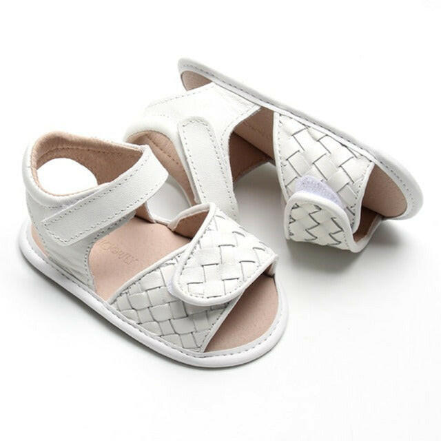 Leather Woven Sandal | Color 'Cotton' | Soft Sole  Consciously Baby 2 (3 - 6 months)