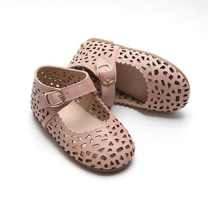 Leather Boho Mary Janes | Color 'Rosewater' Consciously Baby