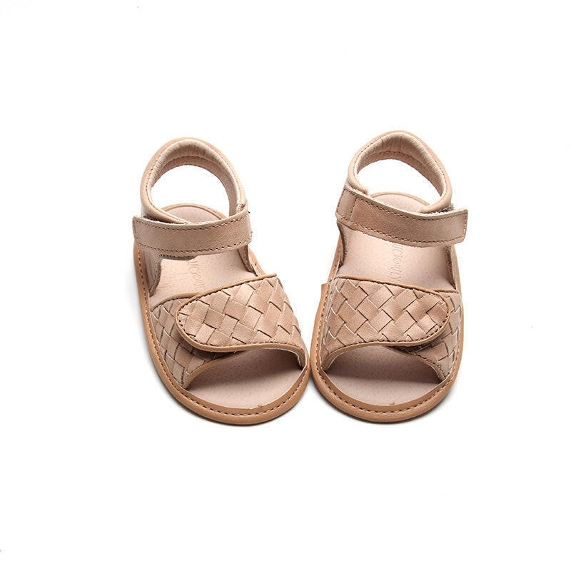Leather Woven Sandal | Color 'Stone' | Soft Sole  Consciously Baby