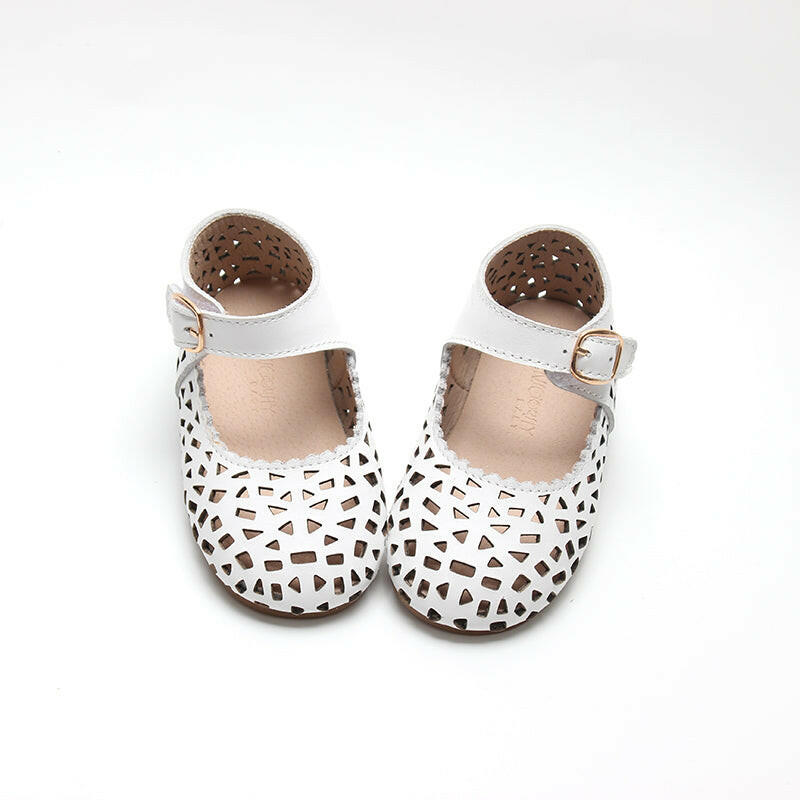 Leather Boho Mary Janes | Color 'Cotton' Consciously Baby