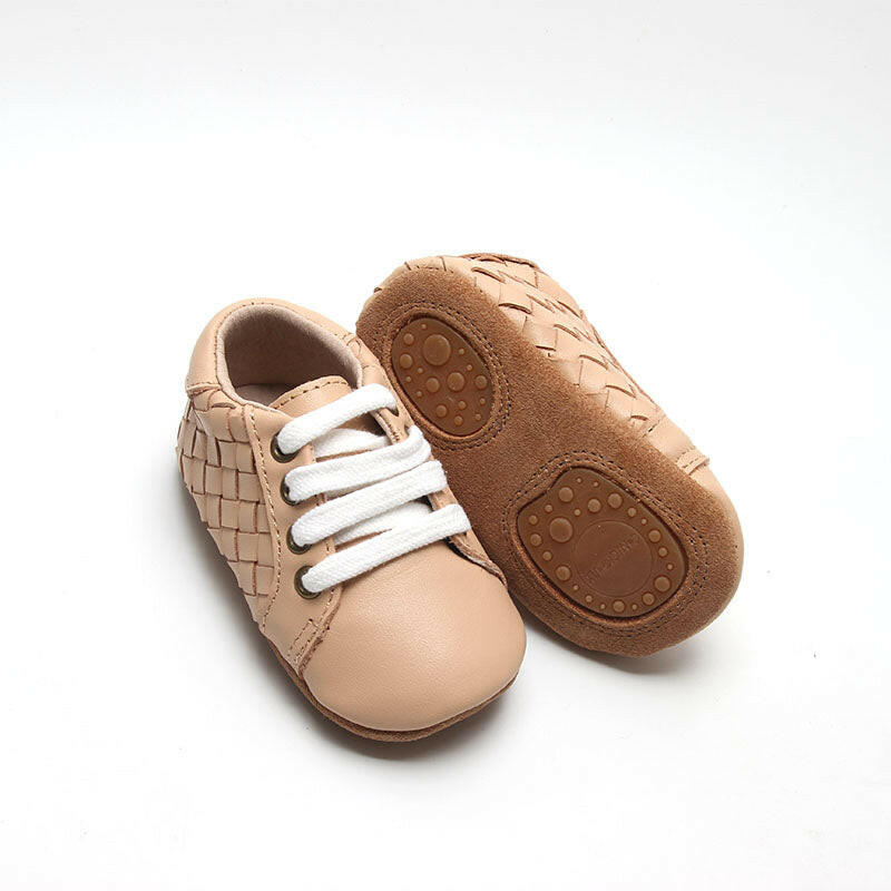 Leather Woven Sneaker | Color 'Honey' | Soft Sole  Consciously Baby