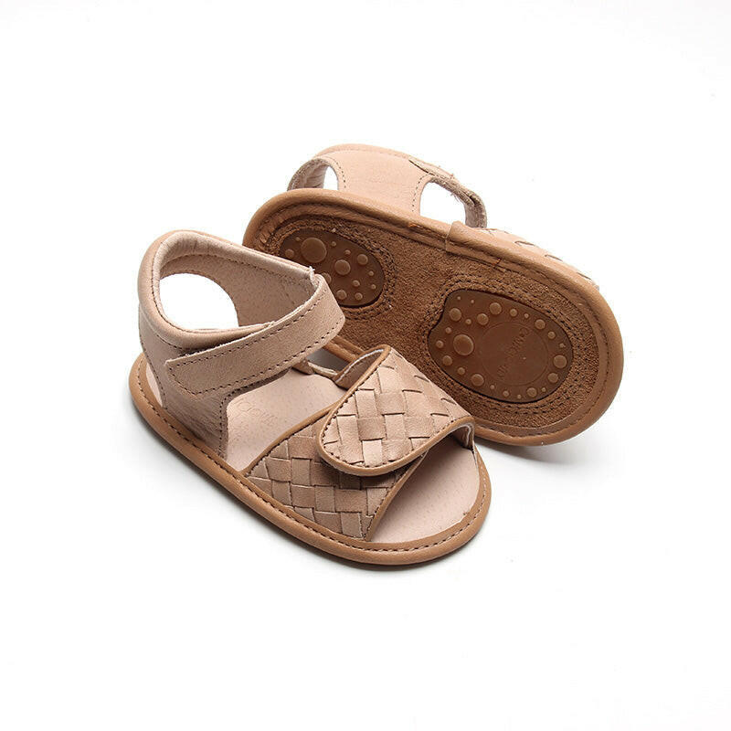 Leather Woven Sandal | Color 'Stone' | Soft Sole  Consciously Baby