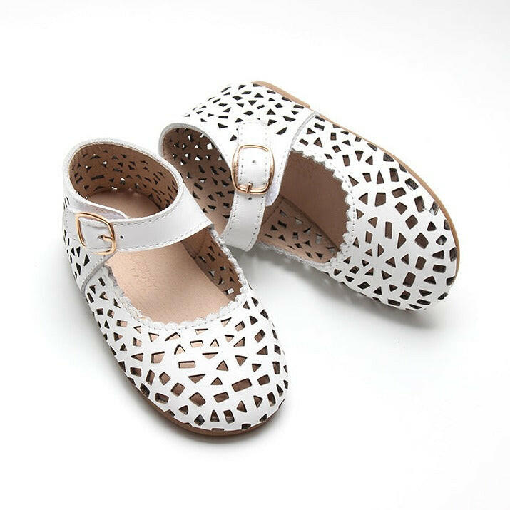 Leather Boho Mary Janes | Color 'Cotton' Consciously Baby 11 (Hard Sole)