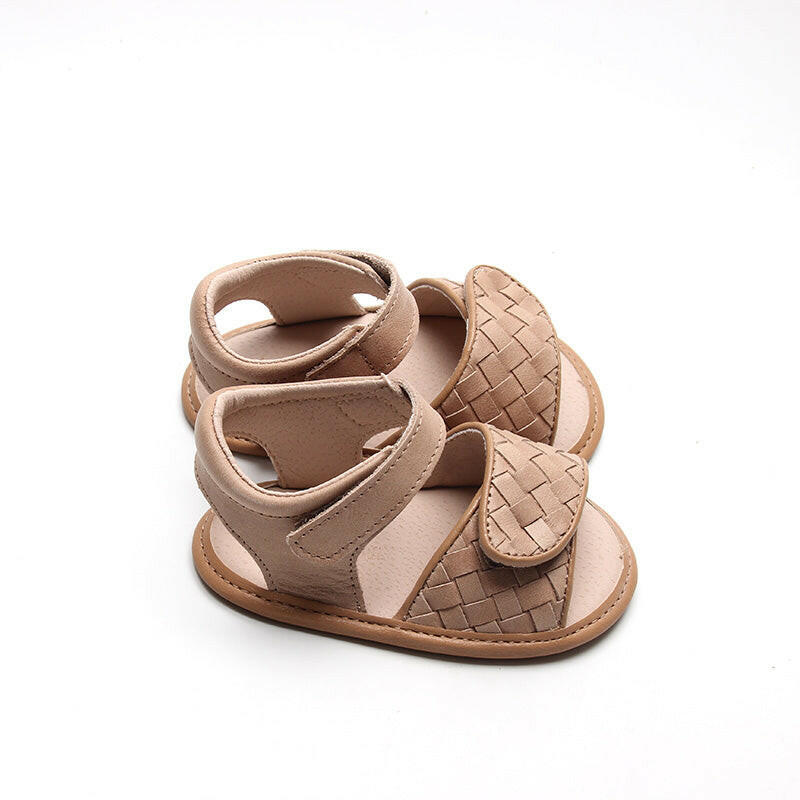 Leather Woven Sandal | Color 'Stone' | Soft Sole  Consciously Baby