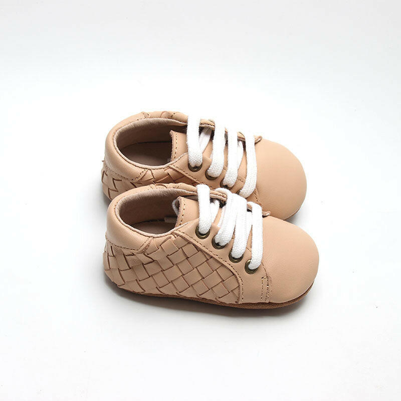 Leather Woven Sneaker | Color 'Honey' | Soft Sole  Consciously Baby