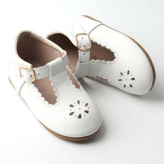 Leather Petal T-Bar | Color 'Cotton White' | Hard Sole  Consciously Baby 5 (12 - 18 months)