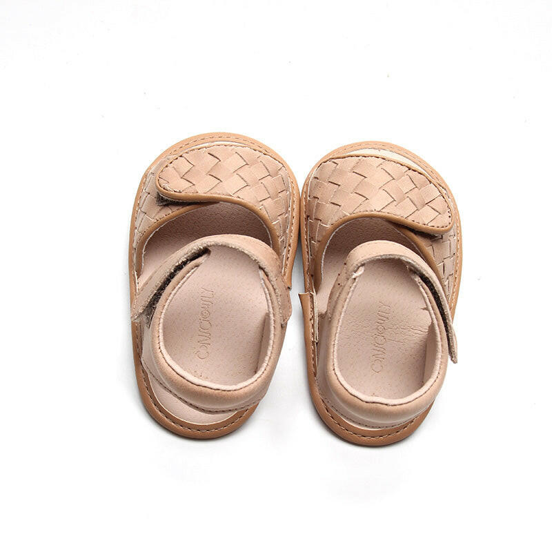 Leather Woven Sandal | Color 'Stone' | Soft Sole  Consciously Baby