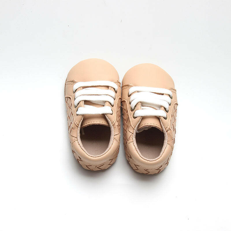 Leather Woven Sneaker | Color 'Honey' | Soft Sole  Consciously Baby