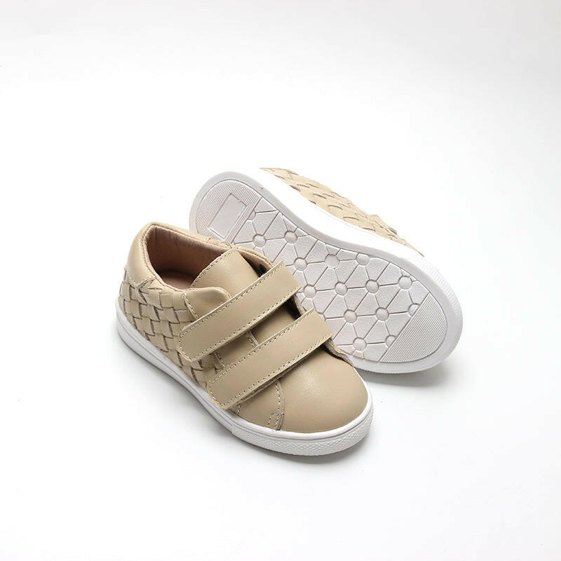 Leather Woven Sneaker | Color 'Bone' Consciously Baby