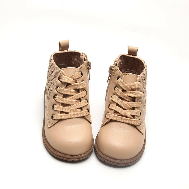 Leather Knit Combat Boot | Color 'Honey' Consciously Baby