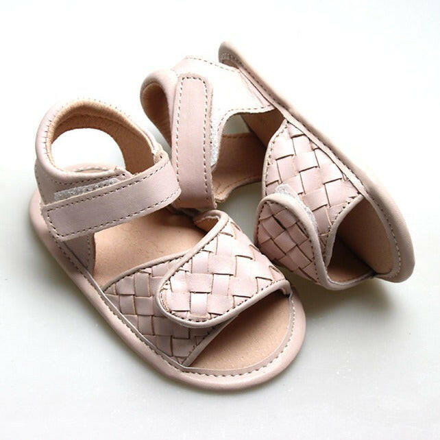 Leather Woven Sandal | Color 'Dusty Pink' | Soft Sole  Consciously Baby