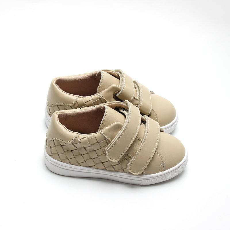 Leather Woven Sneaker | Color 'Bone' Consciously Baby