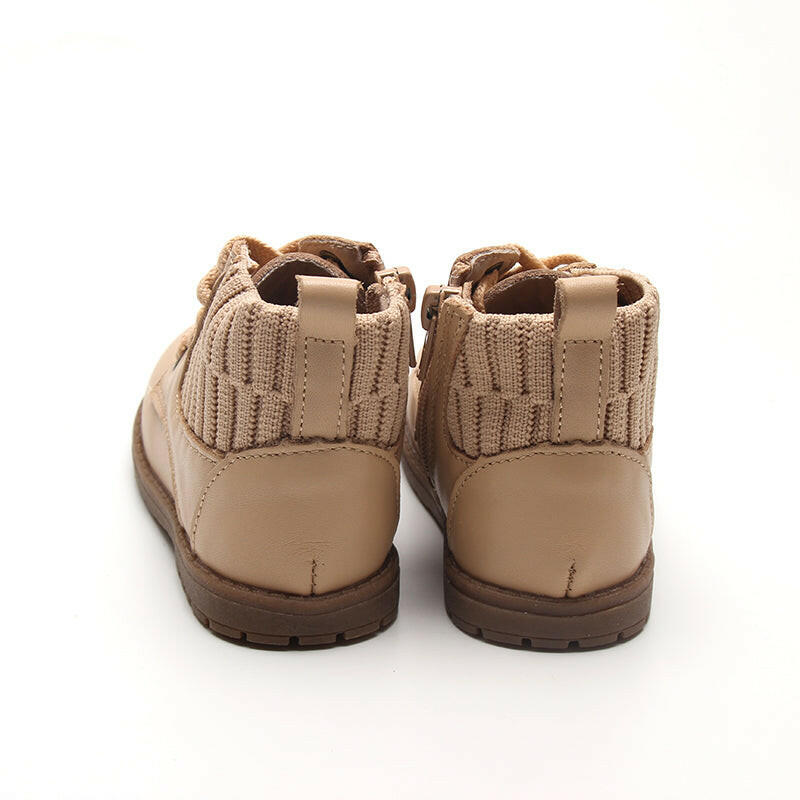 Leather Knit Combat Boot | Color 'Honey' Consciously Baby
