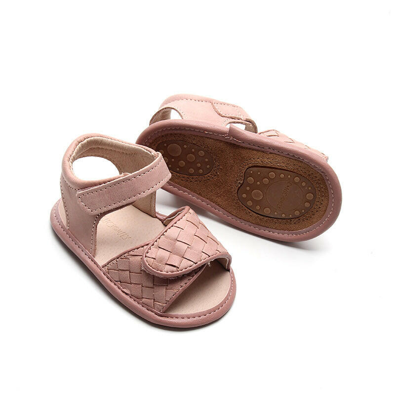 Leather Woven Sandal | Color 'Rose Cloud' | Soft Sole  Consciously Baby
