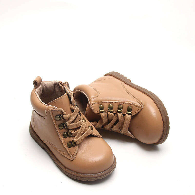 Leather Combat Boot | Color 'Tan'  Consciously Baby 5 (Hard Sole)