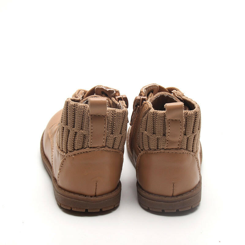 Leather Knit Combat Boot | Color 'Tan' Consciously Baby