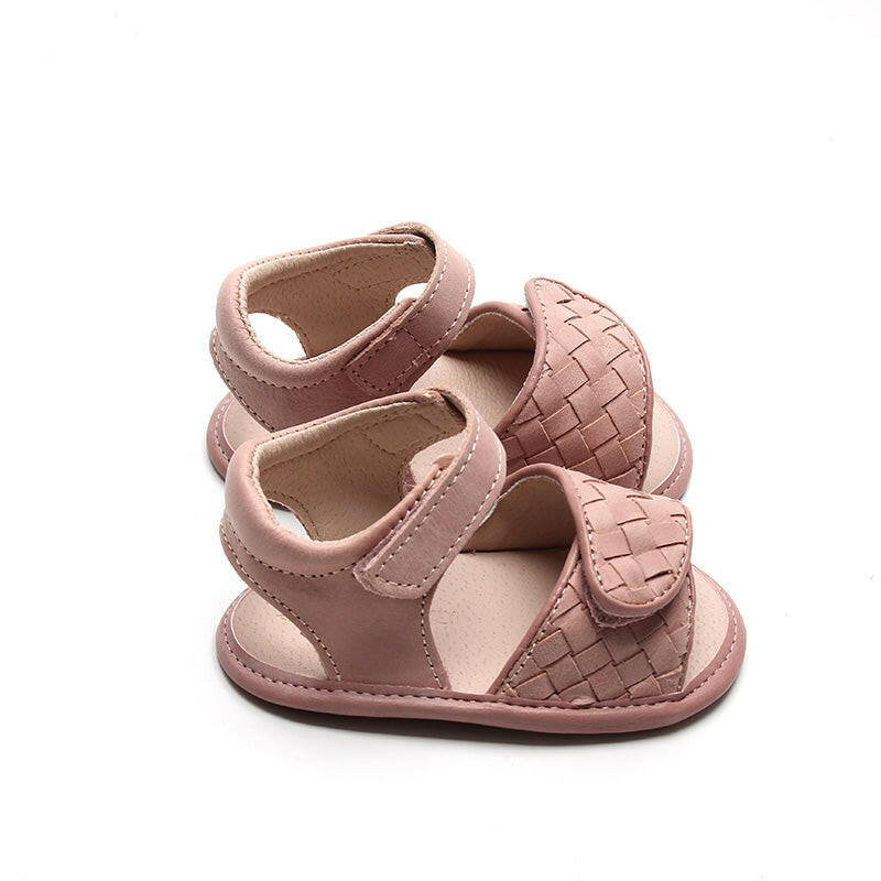 Leather Woven Sandal | Color 'Rose Cloud' | Soft Sole  Consciously Baby