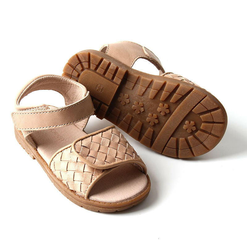 Leather Woven Sandal | Color 'Stone' | Hard Sole Consciously Baby