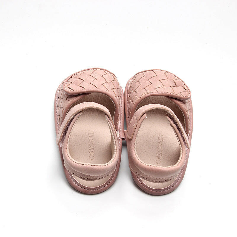 Leather Woven Sandal | Color 'Rose Cloud' | Soft Sole  Consciously Baby