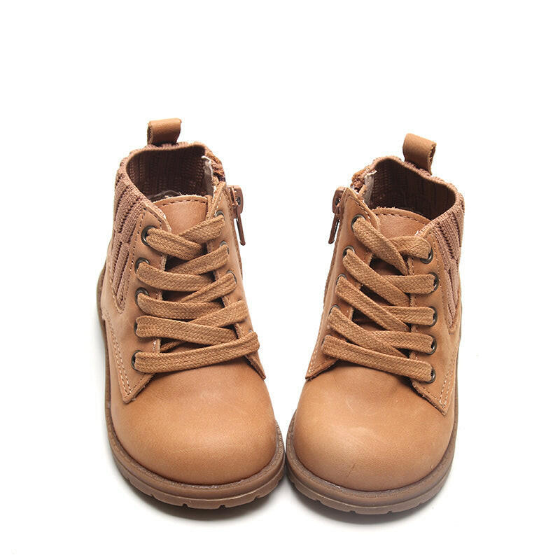 Leather Knit Combat Boot | Color 'Sand'  Consciously Baby