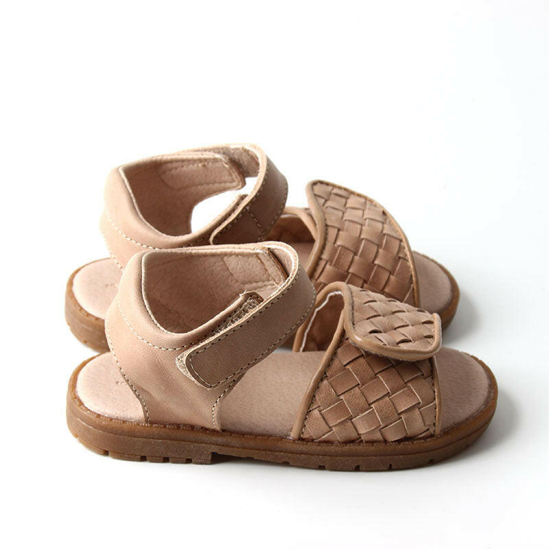 Leather Woven Sandal | Color 'Stone' | Hard Sole Consciously Baby