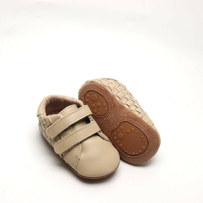 Leather Woven Sneaker | Color 'Bone' Consciously Baby