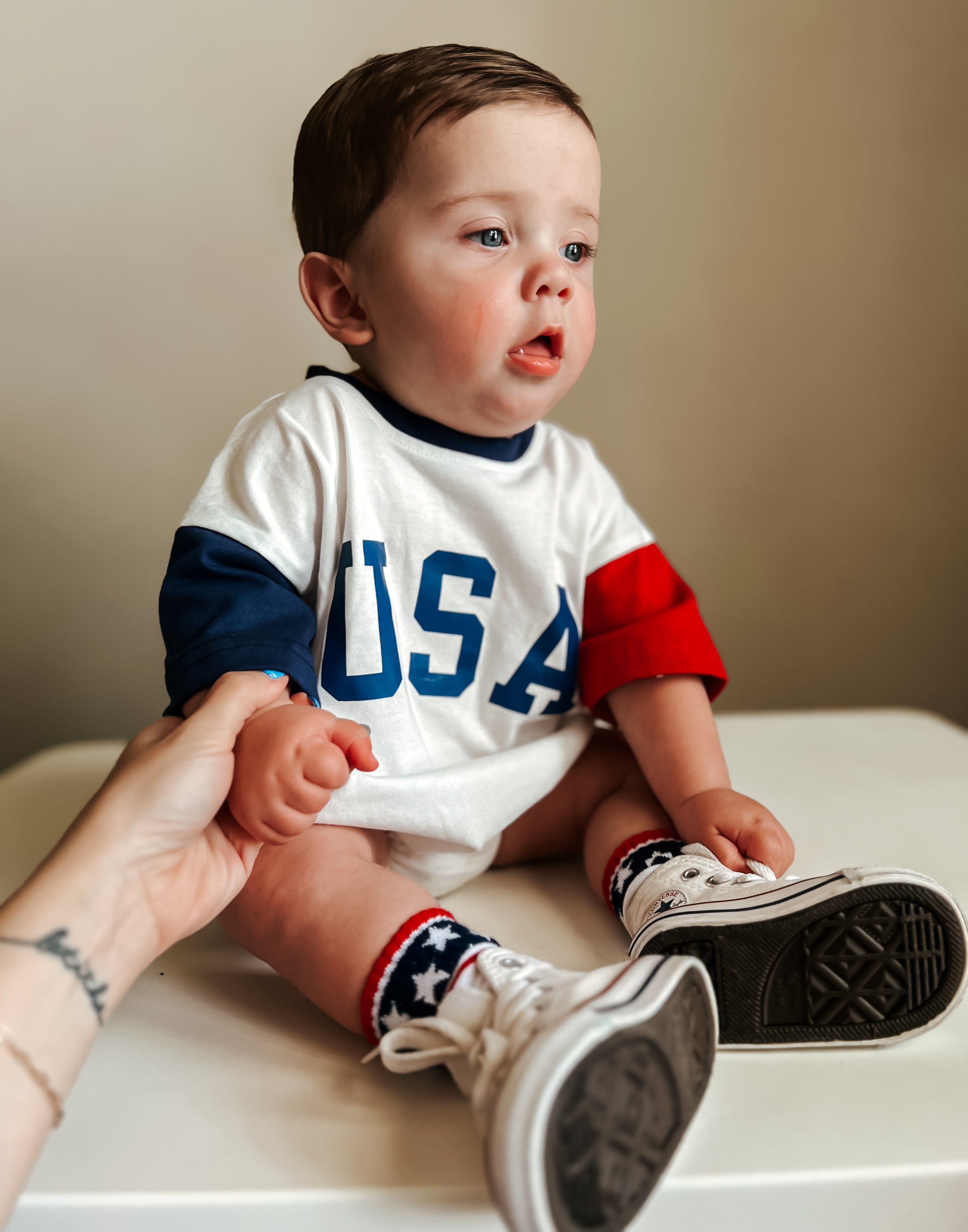 USA Colorblock T-Shirt Romper