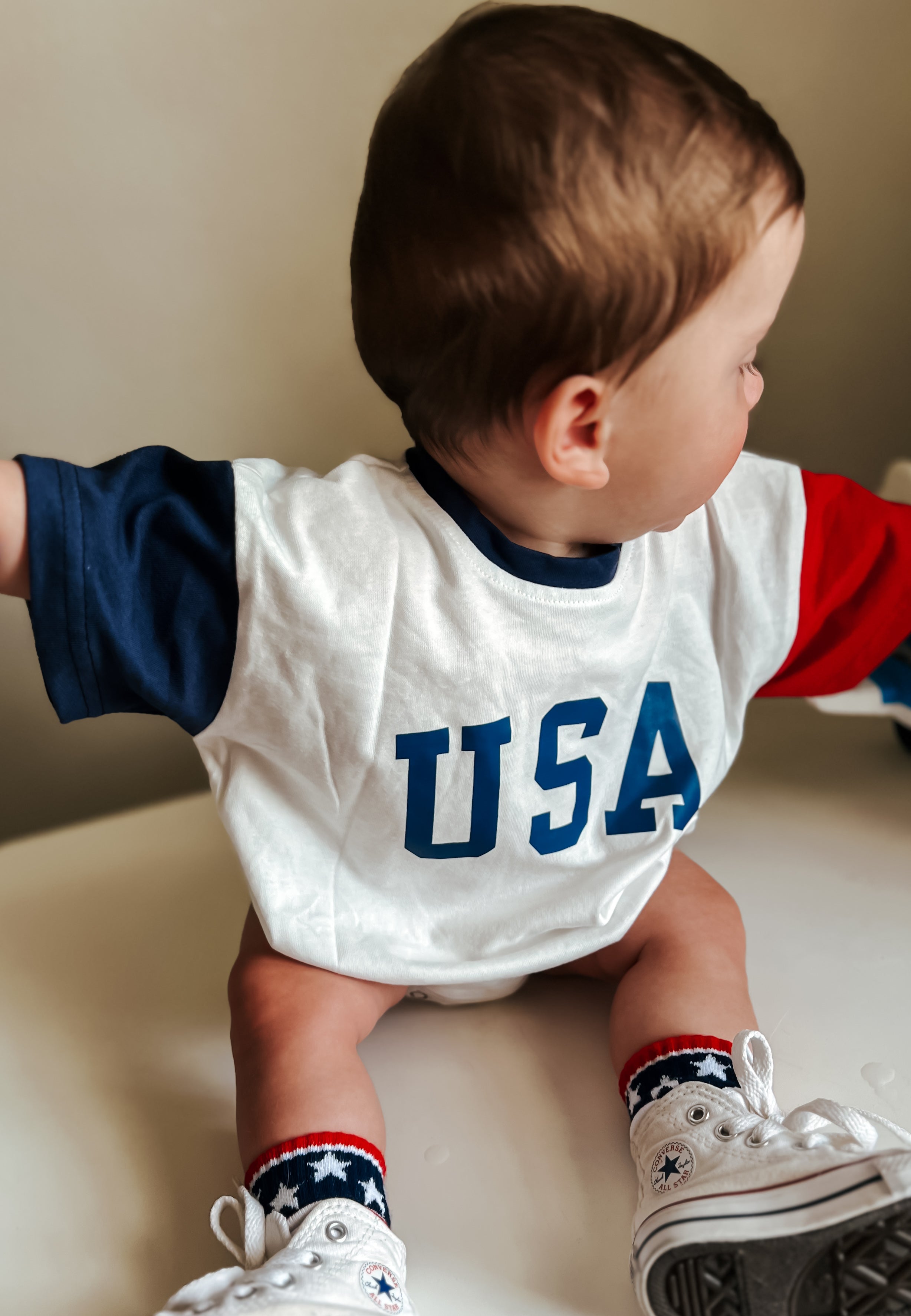 USA Colorblock T-Shirt Romper