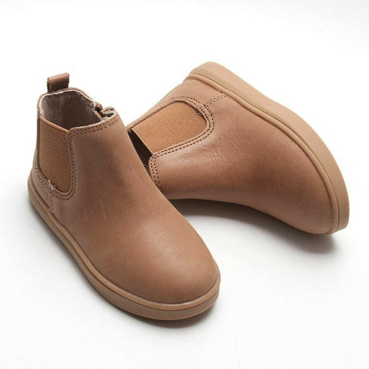 Consciously Baby Leather Chelsea Boot - Sand Color - Size 5 (12-18 months) - Handmade Waxed Genuine Leather