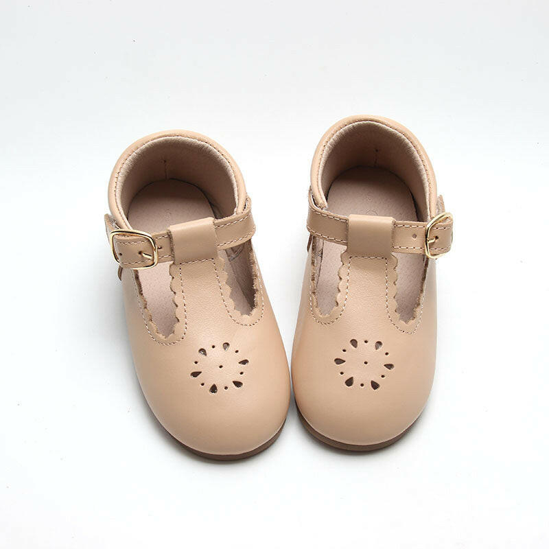 Leather Petal T-Bar | Color 'Honey' | Hard Sole Consciously Baby