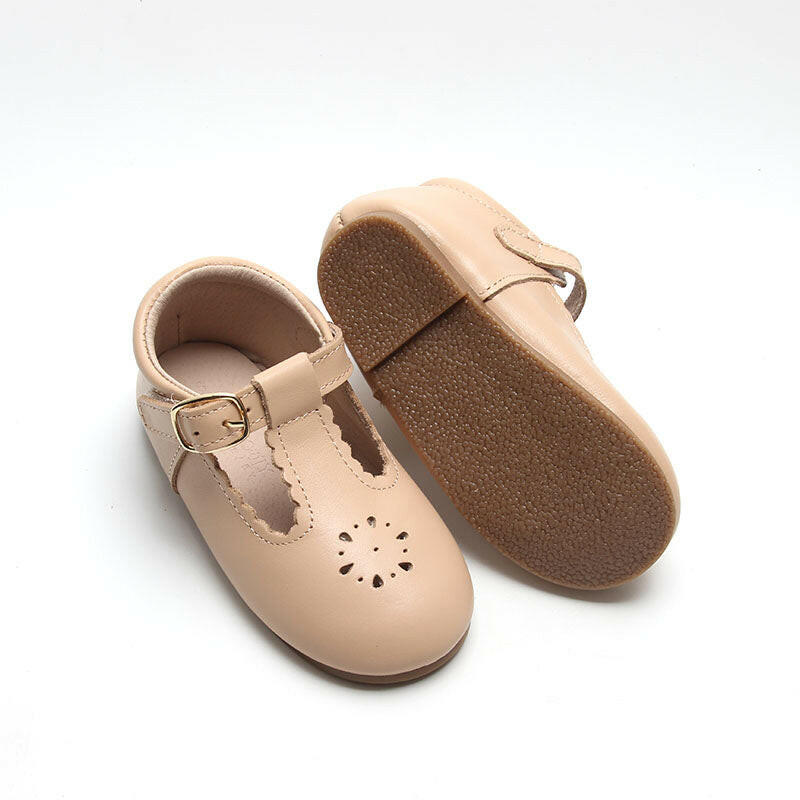Leather Petal T-Bar | Color 'Honey' | Hard Sole Consciously Baby