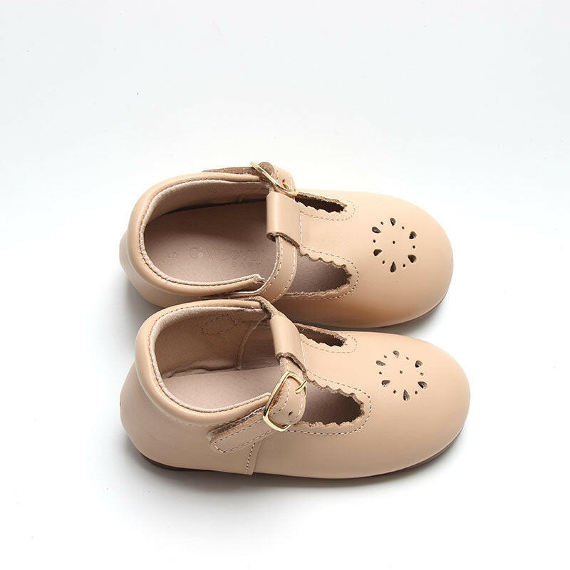 Leather Petal T-Bar | Color 'Honey' | Hard Sole Consciously Baby