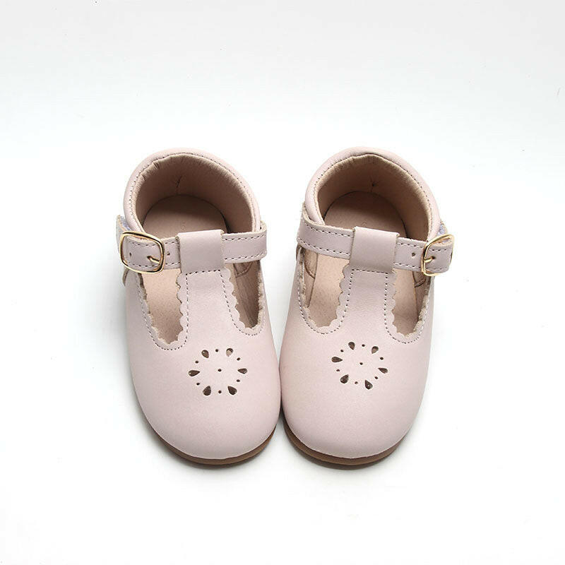 Leather Petal T-Bar | Color 'Dusty Pink' | Hard Sole Consciously Baby