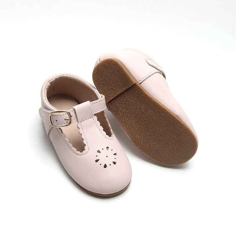 Leather Petal T-Bar | Color 'Dusty Pink' | Hard Sole  Consciously Baby