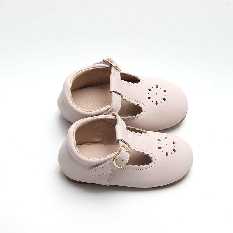 Leather Petal T-Bar | Color 'Dusty Pink' | Hard Sole Consciously Baby