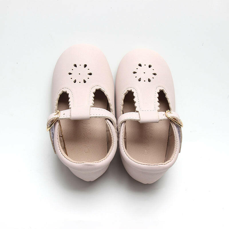 Leather Petal T-Bar | Color 'Dusty Pink' | Hard Sole Consciously Baby