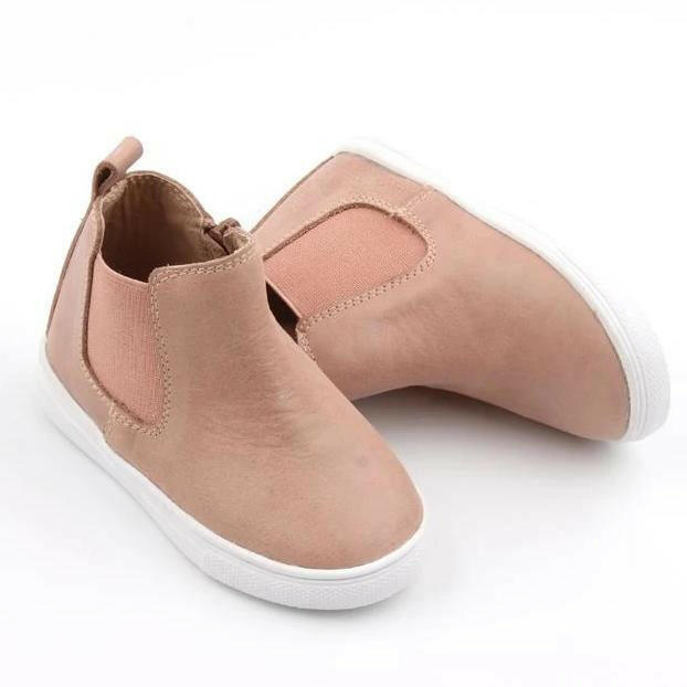 Waxed Leather Chelsea Boot | Color 'Antelope Pink' | Hard Sole  Consciously Baby 5 (12 - 18 months)