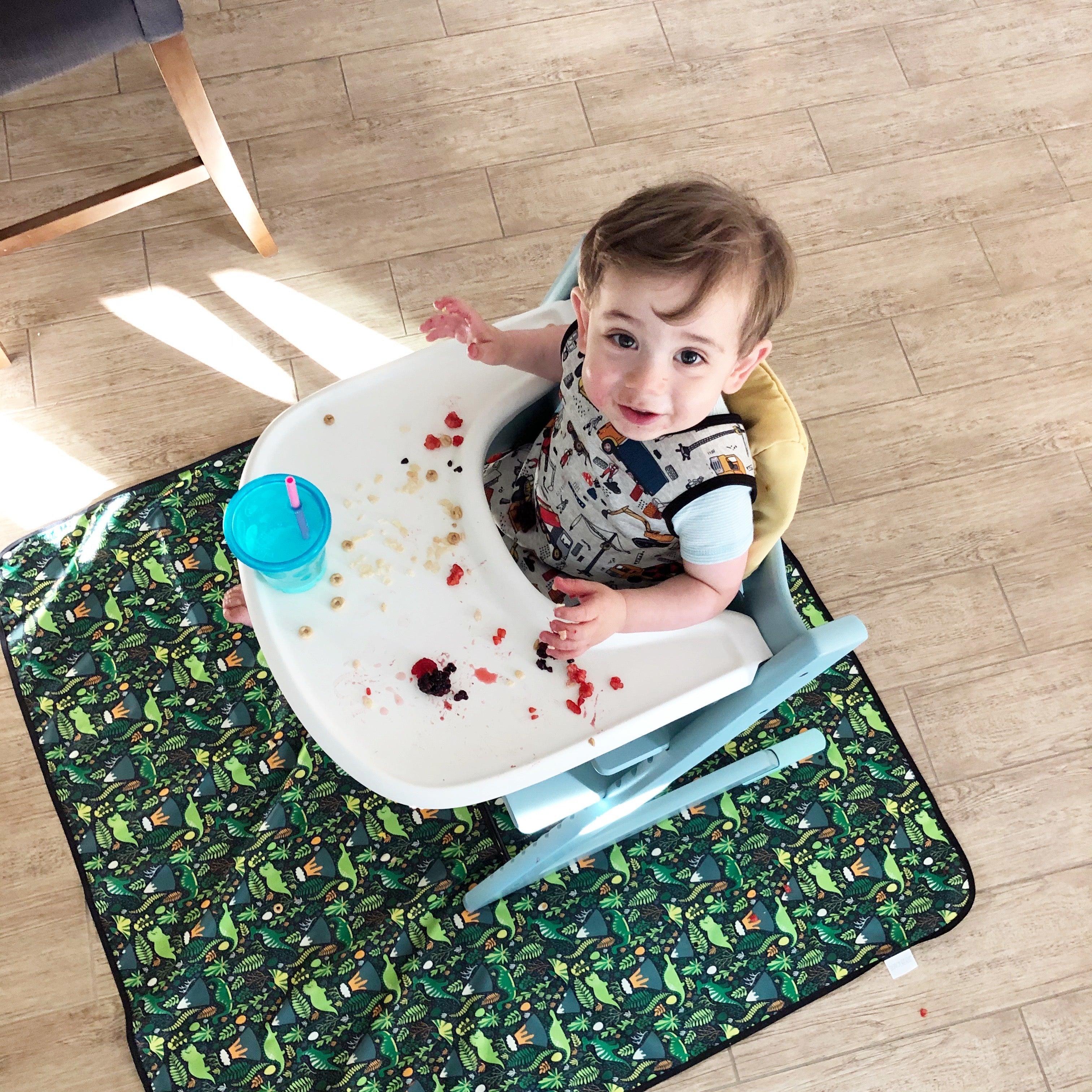 Dino Days Splash Mat - A Waterproof Catch-All for Highchair Spills and More! BapronBaby