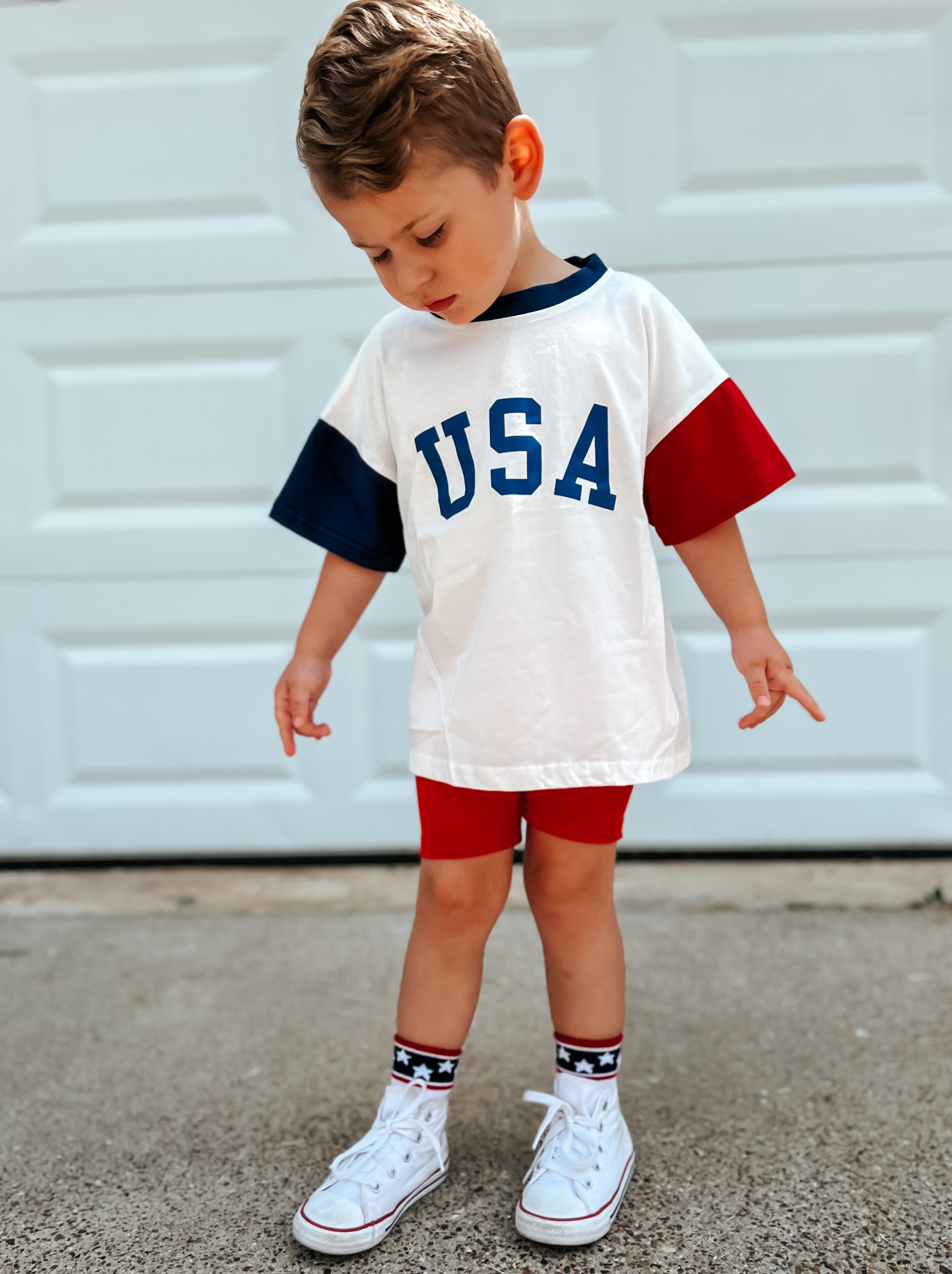 USA Colorblock Oversized Tee