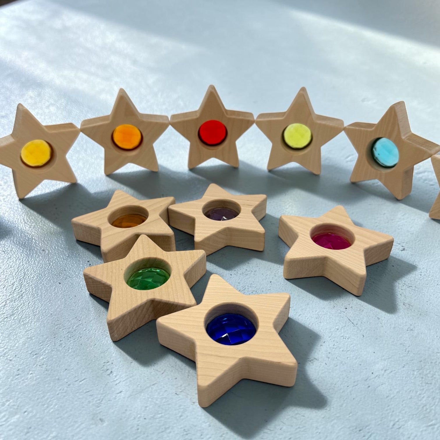 **Pre-Order (Ships in 2–3 Weeks)**12 PCS Wooden Gemmed Stars Blocks Set