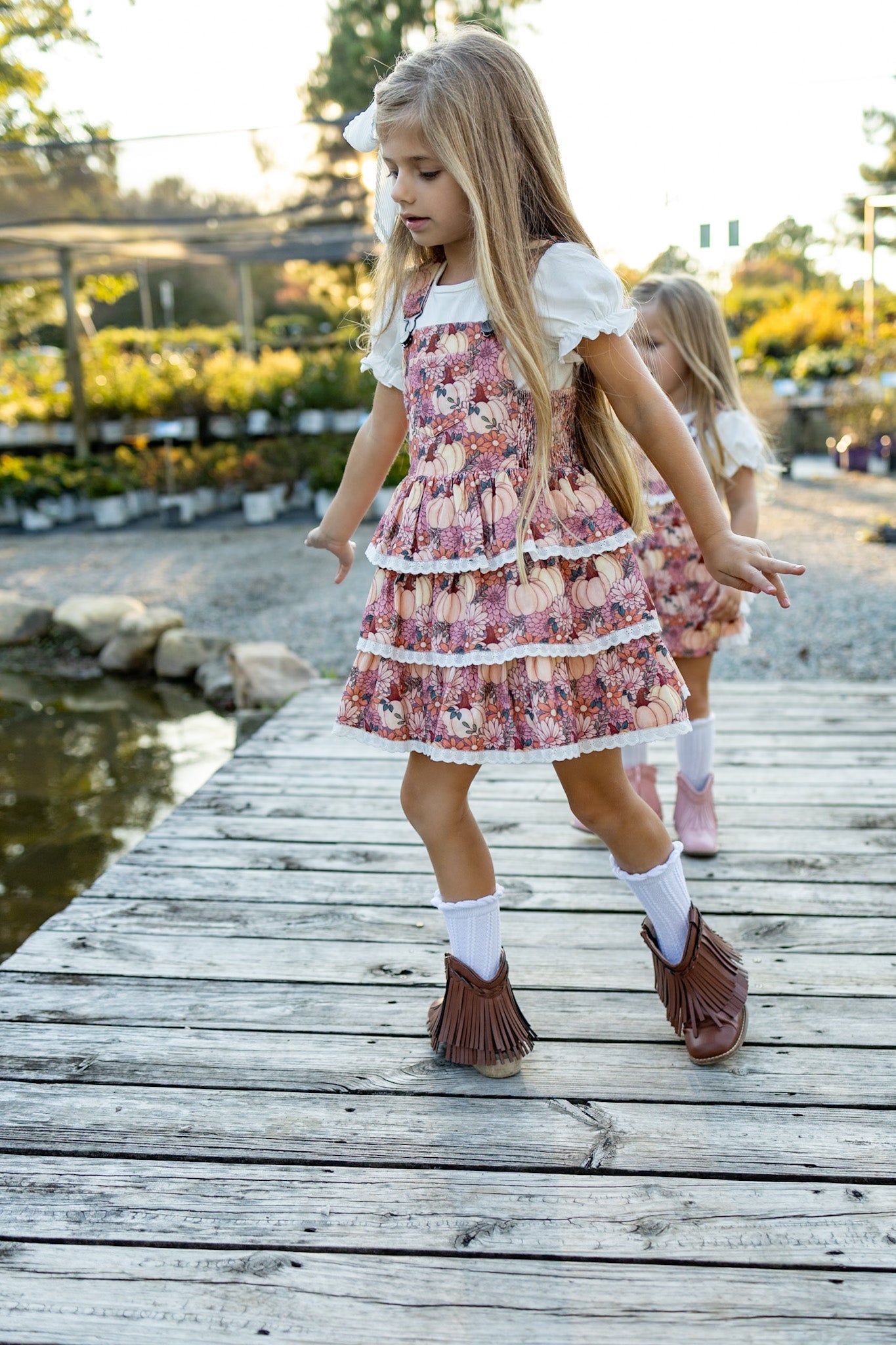 Harvest Blossom Overalls Dress
