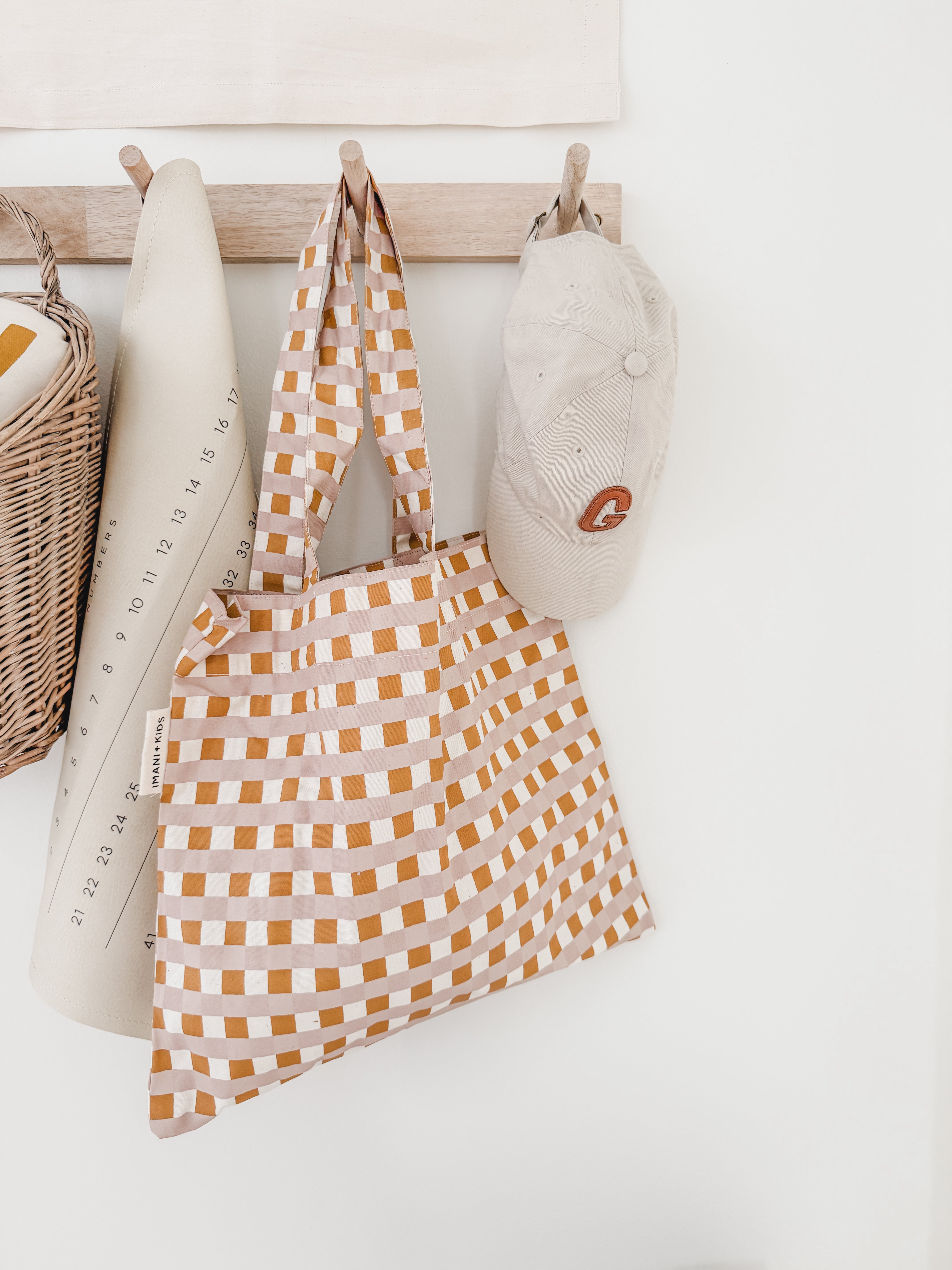 Bloom Gingham Canvas Tote Bag | Handmade Screen-Printed Tote