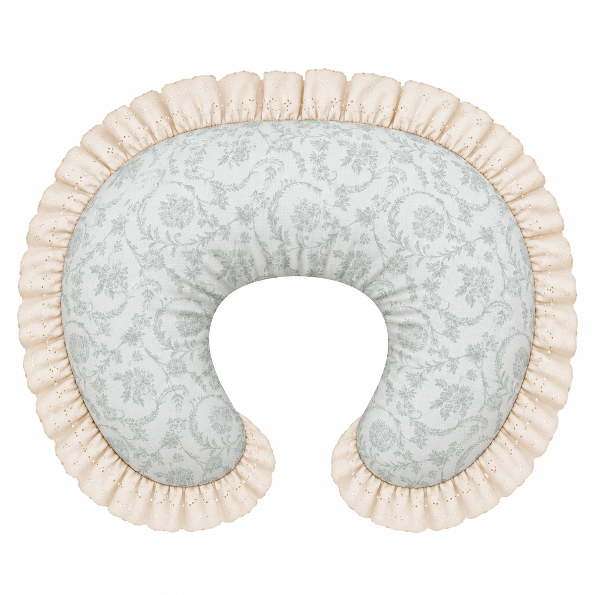 Ivory Eyelet Ruffle New Nursing Pillow Cover